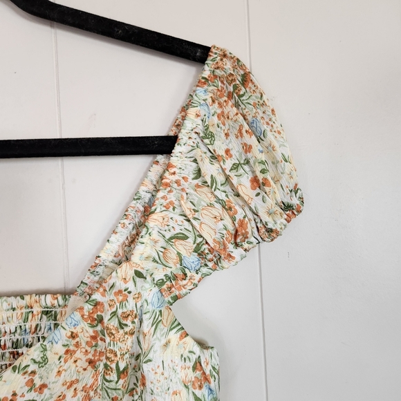 Promesa Meadow Bright Ruffle Floral Crop Top New NWT Yellow Floral Fairycore - Picture 5 of 14